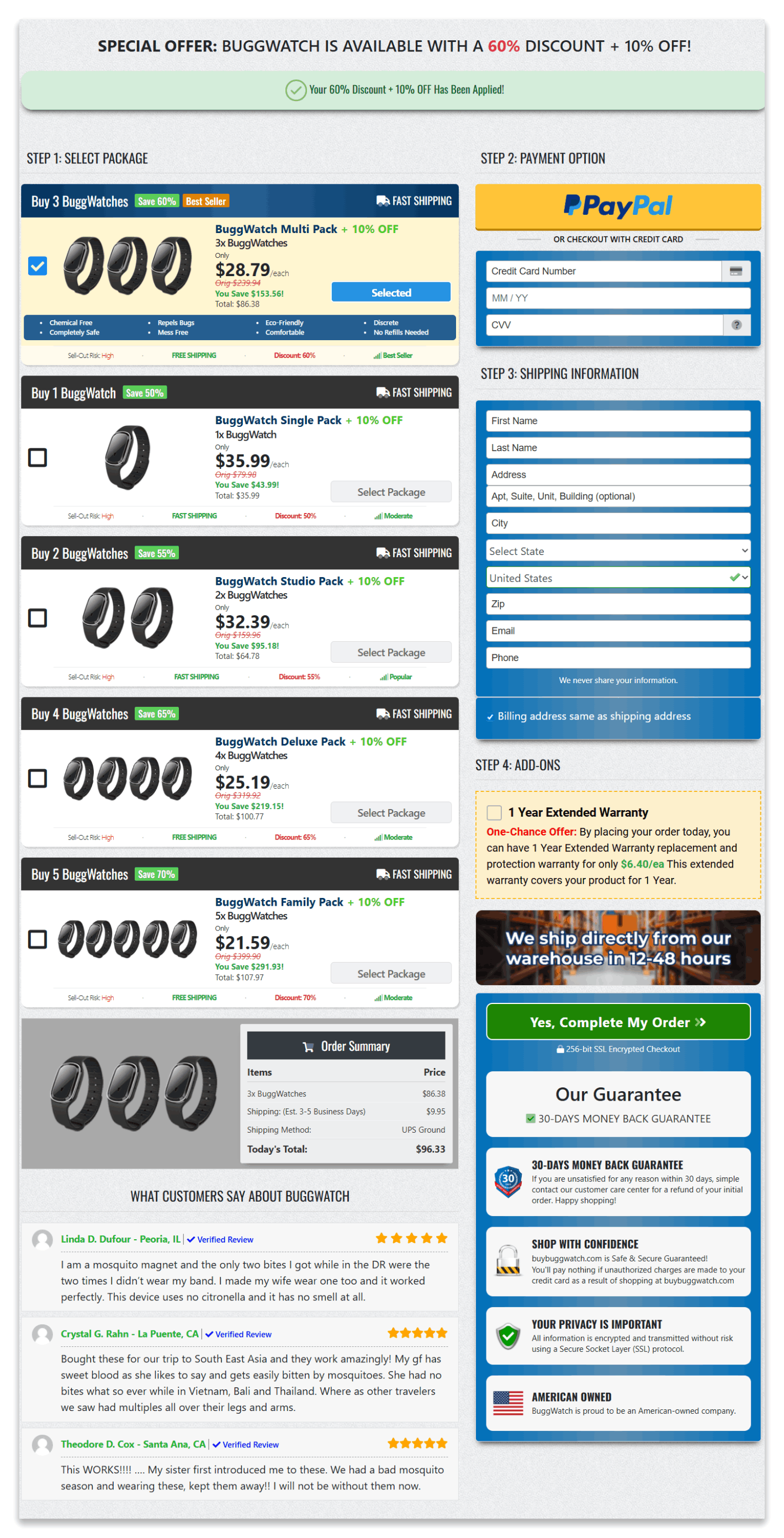 BuggWatch secure checkout page